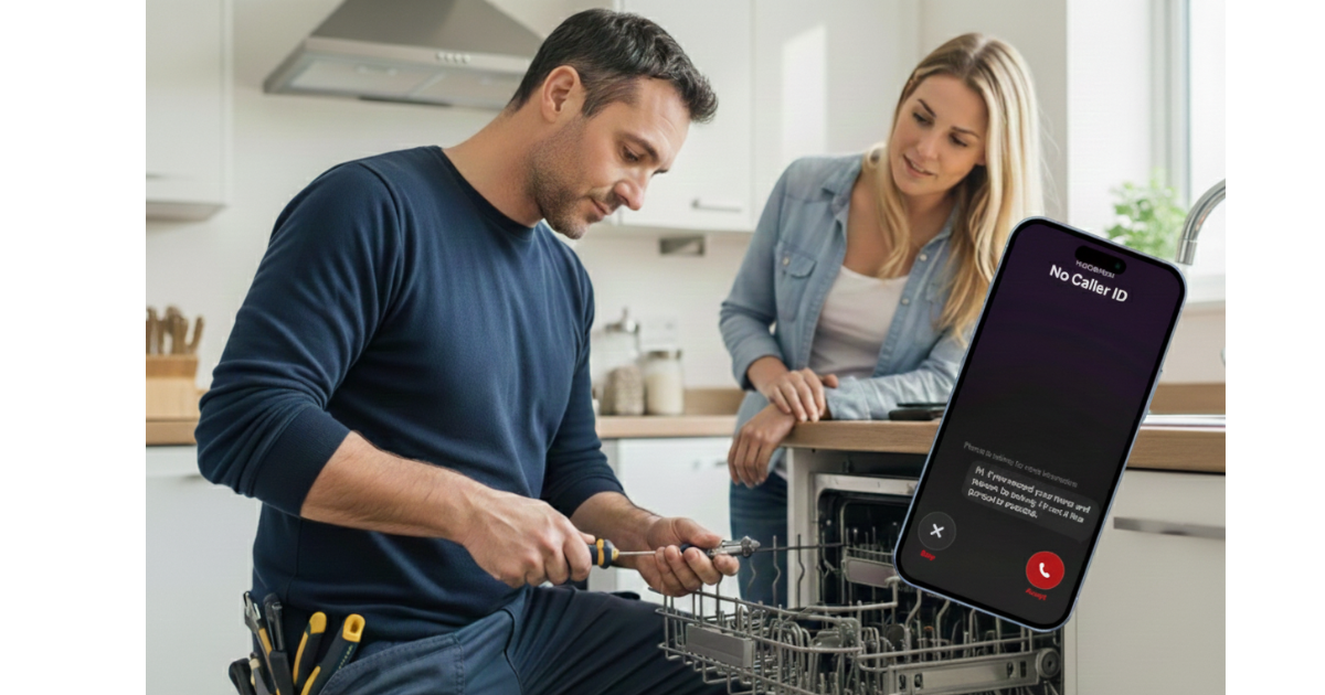 Man repairing home dishwasher